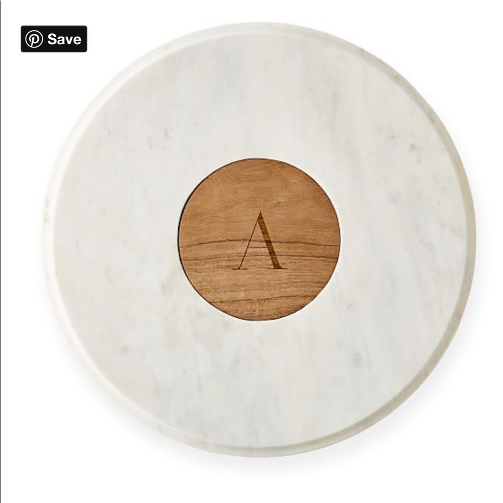 Mark & Graham Marble & Wood Lazy Susan no monogram
